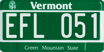 VT license plate EFL051