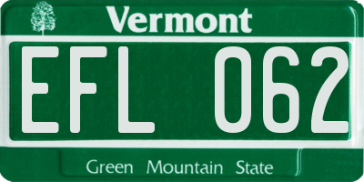 VT license plate EFL062