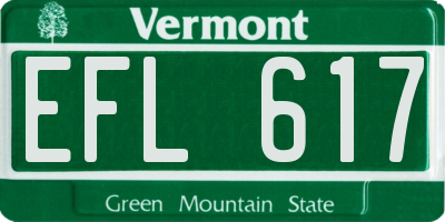 VT license plate EFL617