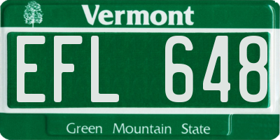 VT license plate EFL648