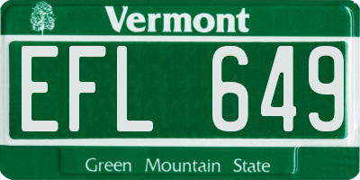 VT license plate EFL649