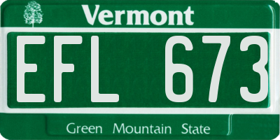 VT license plate EFL673