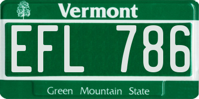 VT license plate EFL786