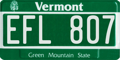 VT license plate EFL807