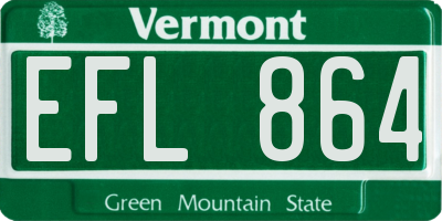 VT license plate EFL864