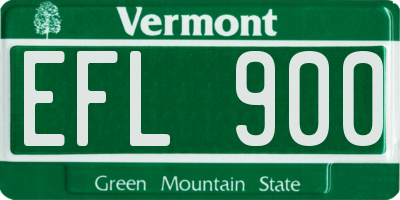 VT license plate EFL900