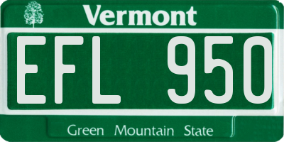 VT license plate EFL950
