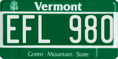 VT license plate EFL980
