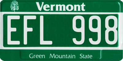 VT license plate EFL998