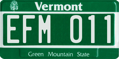 VT license plate EFM011