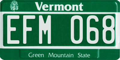 VT license plate EFM068