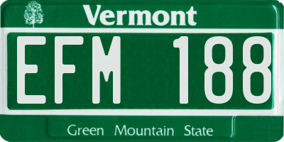 VT license plate EFM188
