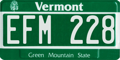 VT license plate EFM228