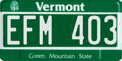 VT license plate EFM403