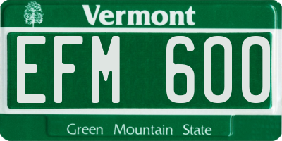 VT license plate EFM600