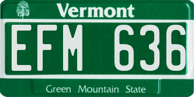 VT license plate EFM636
