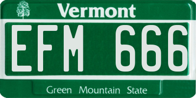 VT license plate EFM666