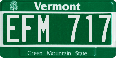 VT license plate EFM717