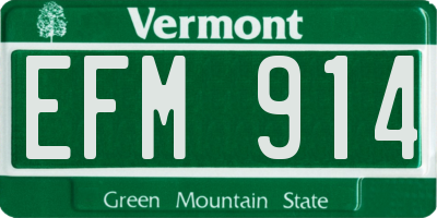 VT license plate EFM914