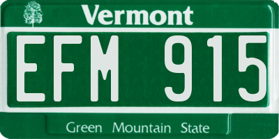 VT license plate EFM915