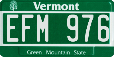 VT license plate EFM976