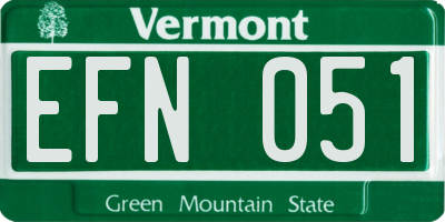 VT license plate EFN051