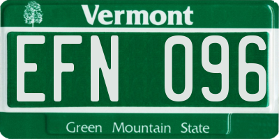 VT license plate EFN096