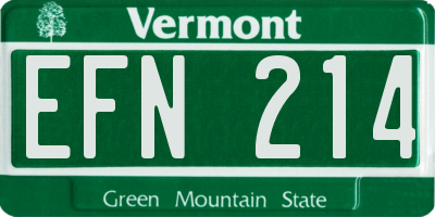 VT license plate EFN214