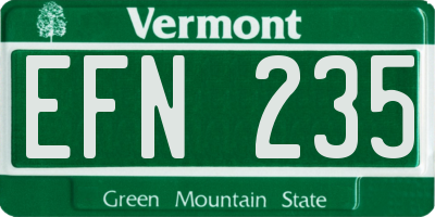 VT license plate EFN235