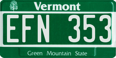 VT license plate EFN353
