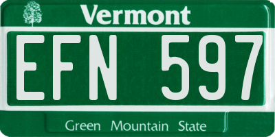 VT license plate EFN597