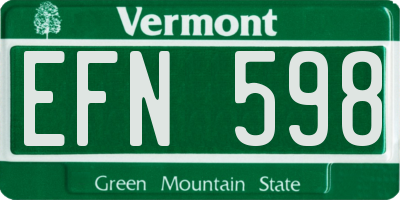 VT license plate EFN598