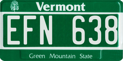 VT license plate EFN638