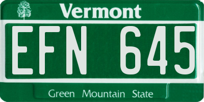 VT license plate EFN645