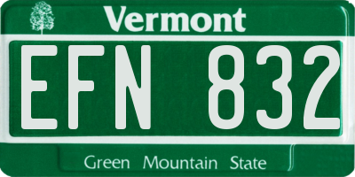 VT license plate EFN832