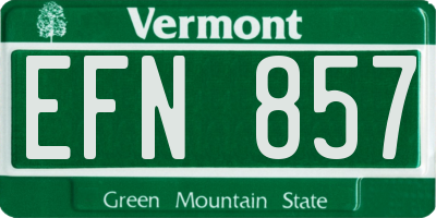 VT license plate EFN857