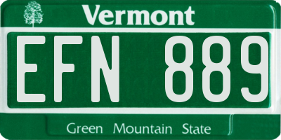 VT license plate EFN889