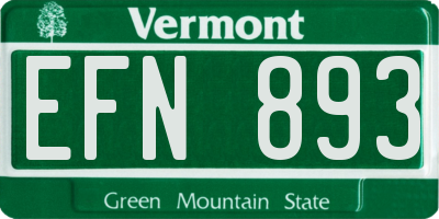 VT license plate EFN893
