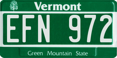 VT license plate EFN972