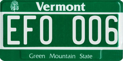 VT license plate EFO006