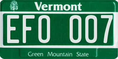 VT license plate EFO007