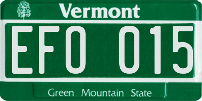VT license plate EFO015