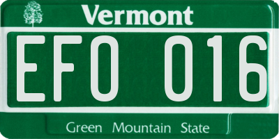 VT license plate EFO016