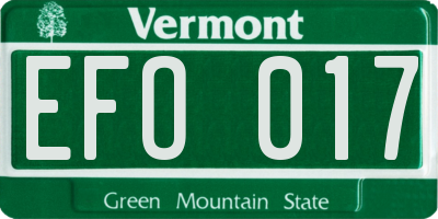 VT license plate EFO017