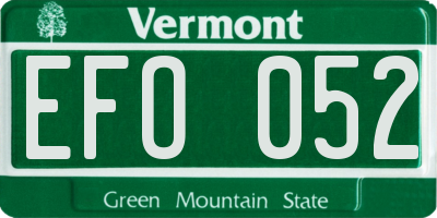 VT license plate EFO052
