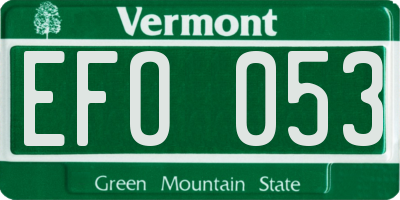 VT license plate EFO053