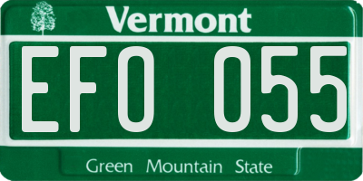 VT license plate EFO055