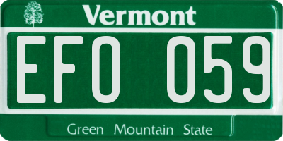 VT license plate EFO059