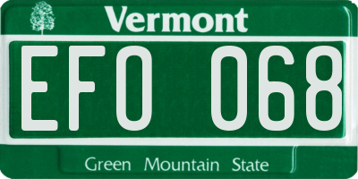 VT license plate EFO068