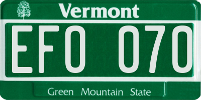 VT license plate EFO070